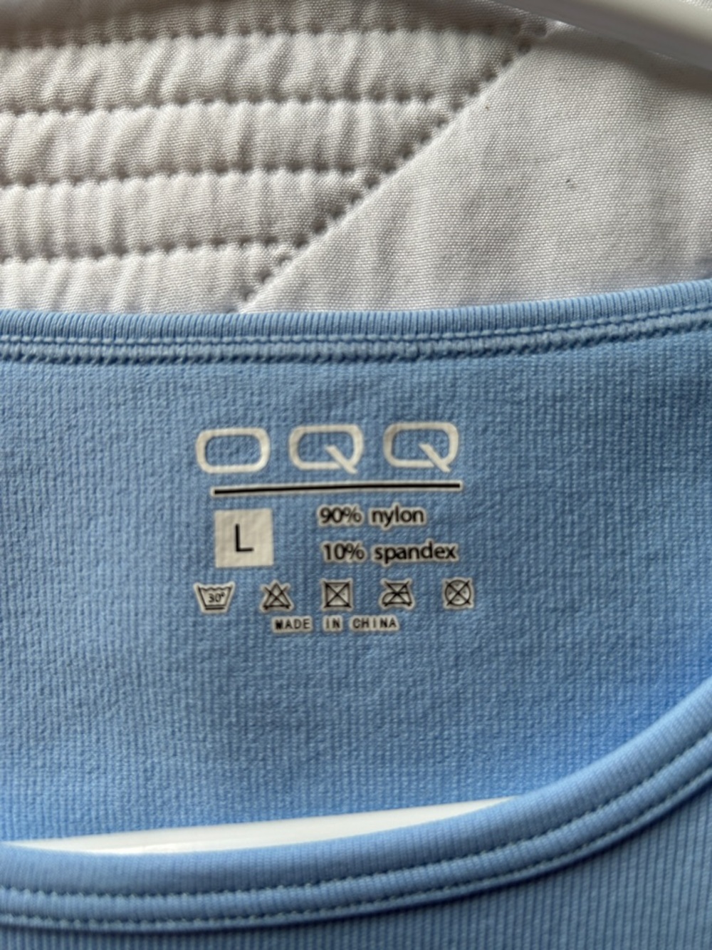 OQQ women’s Light Blue Long Sleeve Ribbed Bodysuit. - Picture 6 of 8